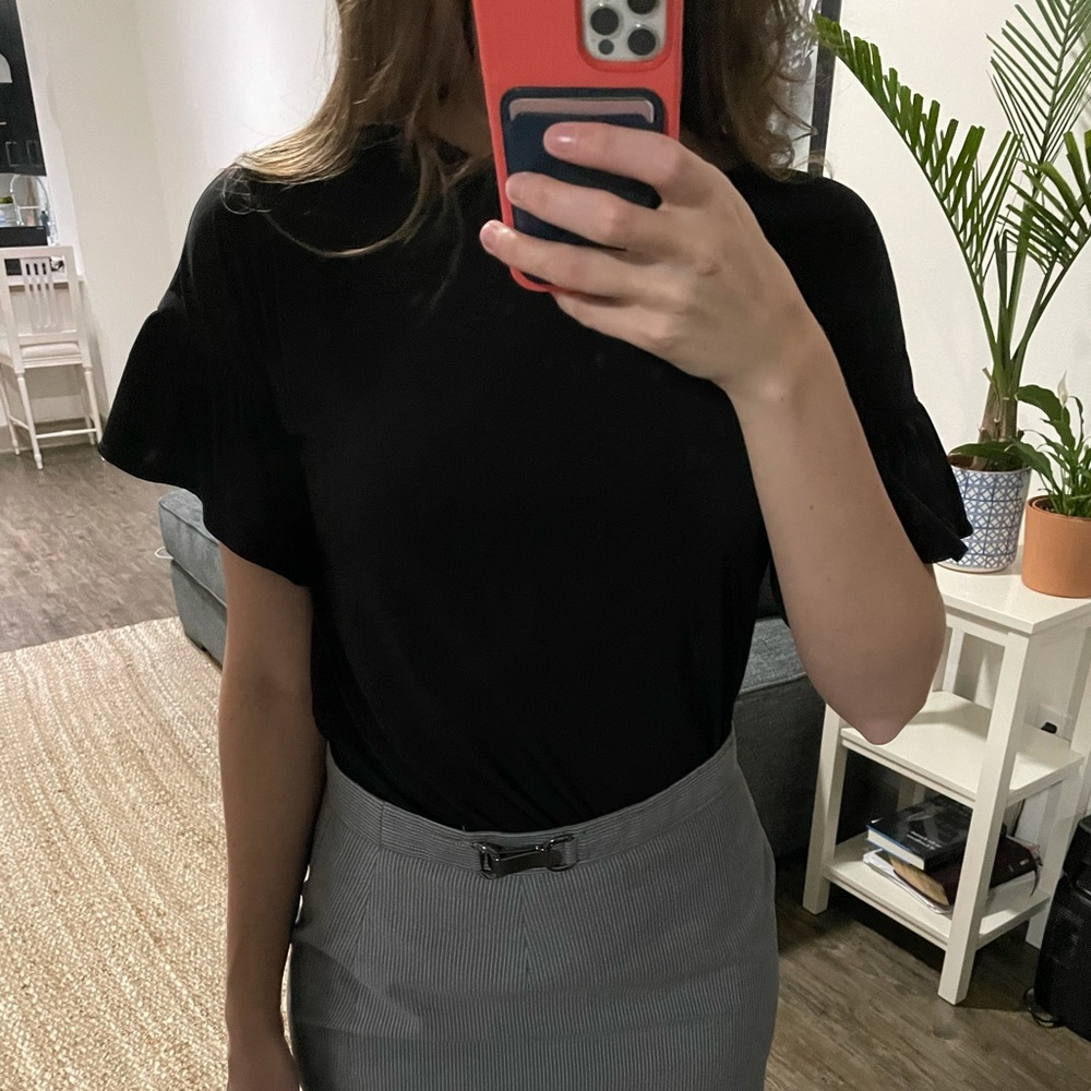 Michael Kors Black Flutter Sleeve Top